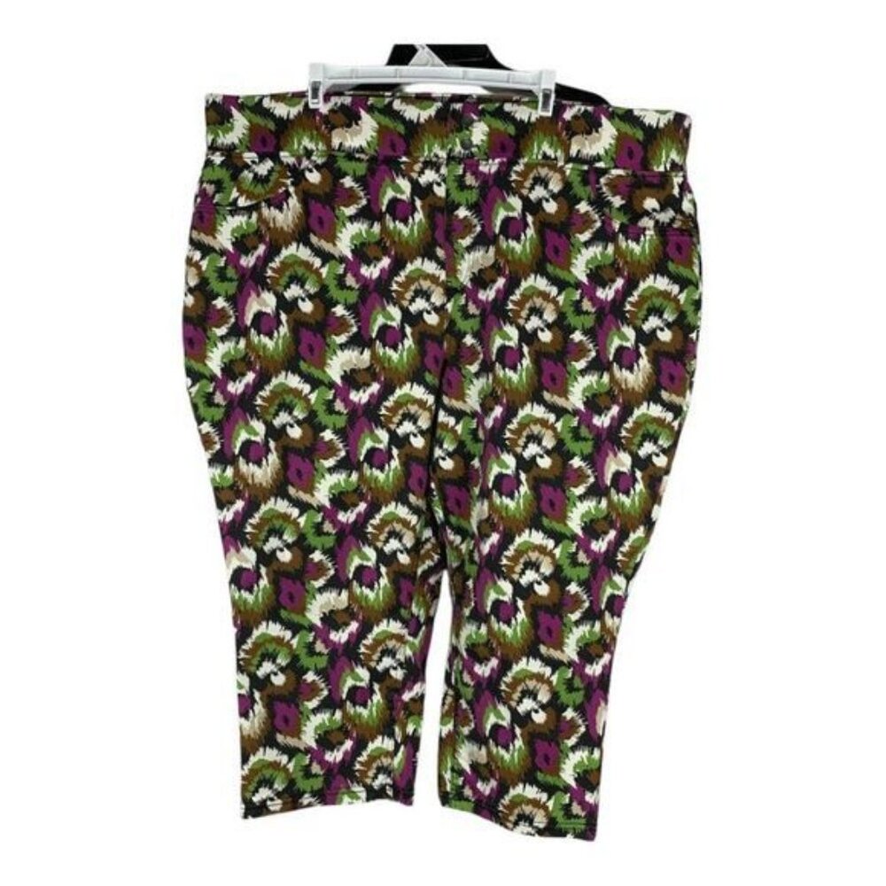 Terra & Sky Plus Size 3X Skinny Mid-Rise Pants Multicolor Pattern
